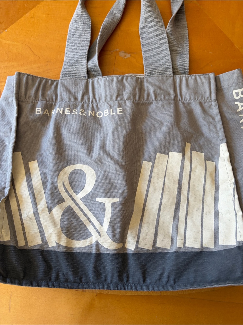 Barnes & Noble Gray and Black Canvas Logo Tote